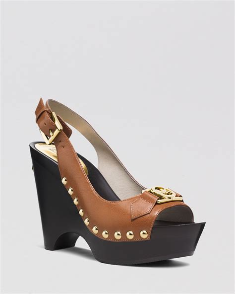 michael kors logo charm sling-back leather wedge|Michael KorsOpen Toe Platform Slingback Wedge Sandals.